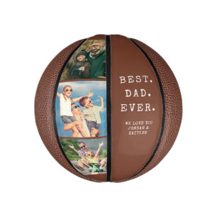 Modern BEST DAD EVER 3 Photos Personalized Custom Mini Basketball