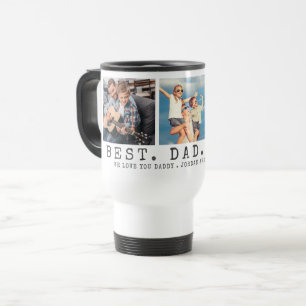 Modern BEST DAD EVER 3 Photos Personalized Travel Mug