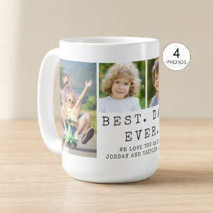 Modern BEST DAD EVER 4 Photo Collage Personalised Coffee Mug