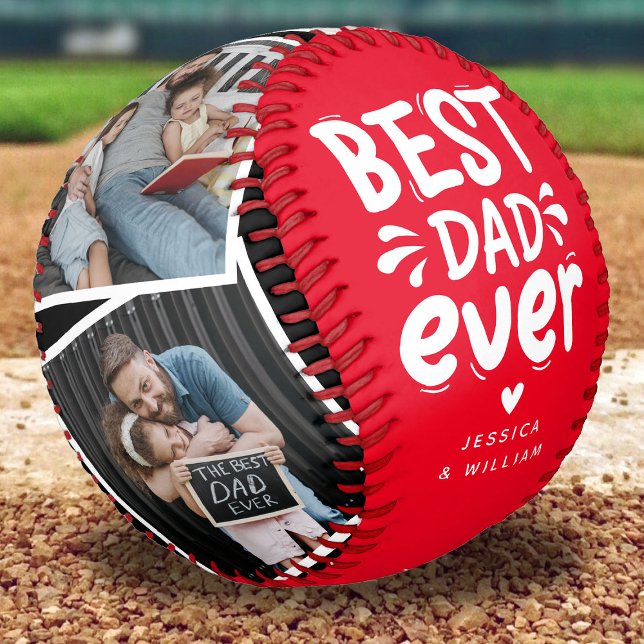 Modern Best Dad Ever 4 Photo Fathers Gift Baseball (Creator Uploaded)