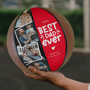 Modern Best Dad Ever 4 Photo Fathers Gift Basketball