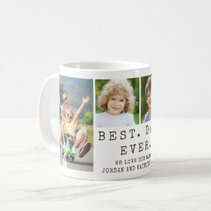Modern BEST DAD EVER 4 Photos Personalised Coffee Mug