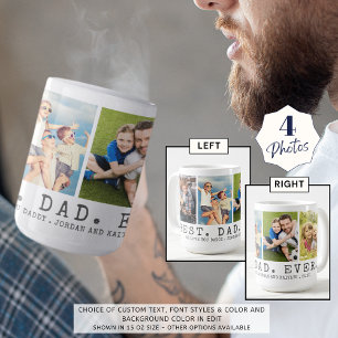 Modern BEST DAD EVER 4 Photos Personalised Coffee Mug