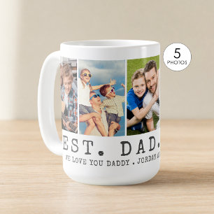 Modern BEST DAD EVER 5 Photos Personalised Coffee Mug