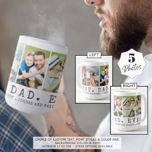 Modern BEST DAD EVER 5 Photos Personalised Coffee Mug