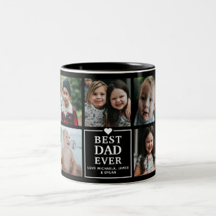 Modern Best Dad Ever 7-Photo Collage & Names Two-T Two-Tone Coffee Mug