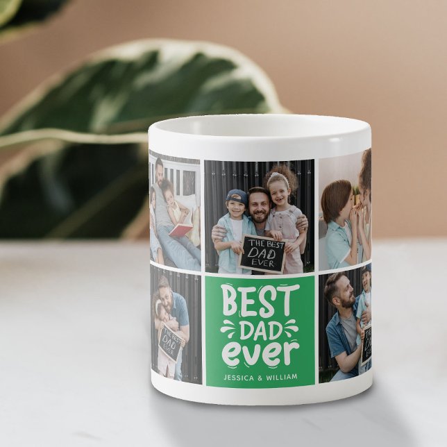 Modern 'Best Dad Ever' 9 Photo Keepsake  Coffee Mug (Creator Uploaded)