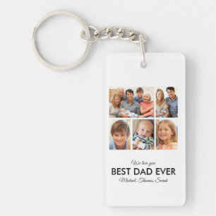 Modern Best Dad Ever Custom Father Photo Collage Key Ring