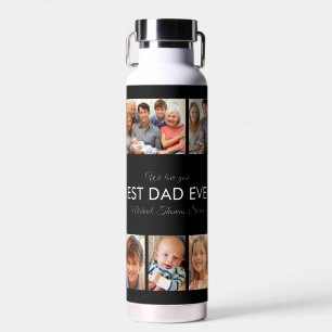 Modern Best Dad Ever Custom Father Photo Collage Water Bottle