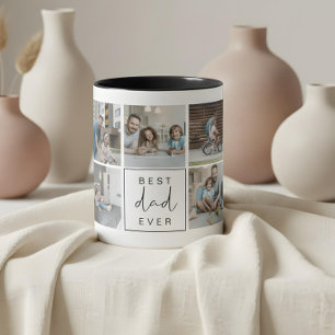 Modern Best Dad Ever Custom Photo Coffee Mug