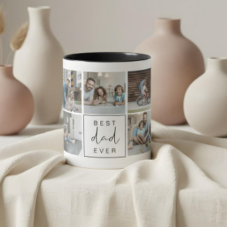 Modern Best Dad Ever Custom Photo Coffee Mug