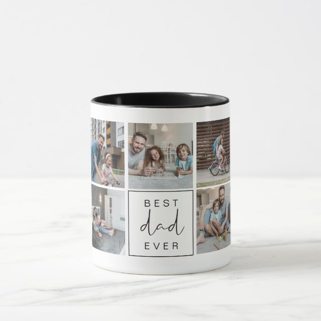 Modern Best Dad Ever Custom Photo Coffee Mug (Center)