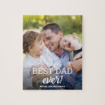 Modern Best Dad Ever Custom Photo gift Jigsaw Puzzle<br><div class="desc">Create a heartfelt and unique gift with this Modern Typography "Best Dad Ever" Custom Photo Puzzle. Personalise it with your favourite photo to celebrate dad on Father’s Day,  his birthday,  or just because. A fun and sentimental keepsake that brings memories to life,  piece by piece.</div>