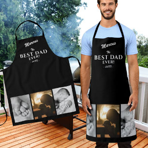 Modern Best Dad Ever Father`s Day Keepsake 3 Photo Apron