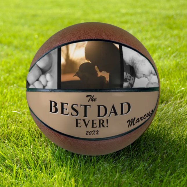 Modern Best Dad Ever Father`s Day Keepsake 3 Photo Basketball (Creator Uploaded)
