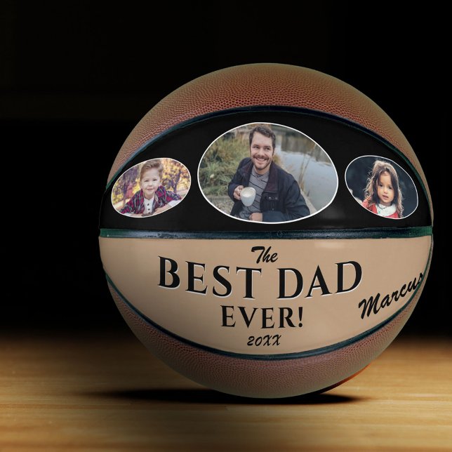 Modern Best Dad Ever Father`s Day Keepsake 3 Photo Basketball (Creator Uploaded)