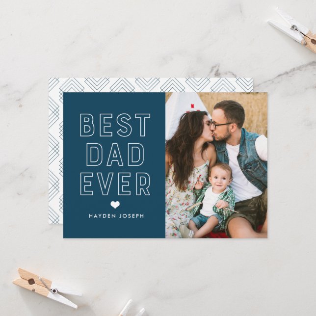 Modern Best Dad Ever | Father's Day Photo Card (Front/Back In Situ)