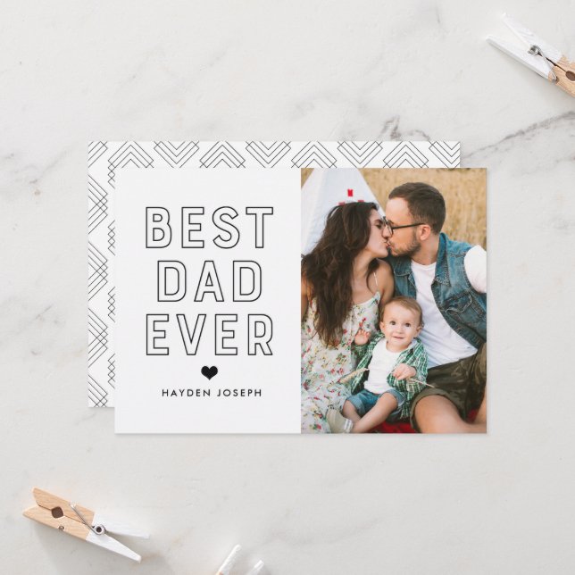 Modern Best Dad Ever | Father's Day Photo Card (Front/Back In Situ)