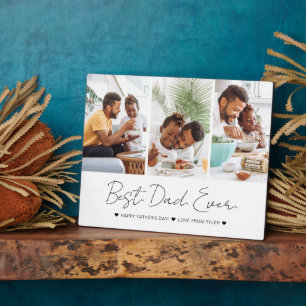 Modern Best Dad Ever Father's Day Photo Collage Plaque