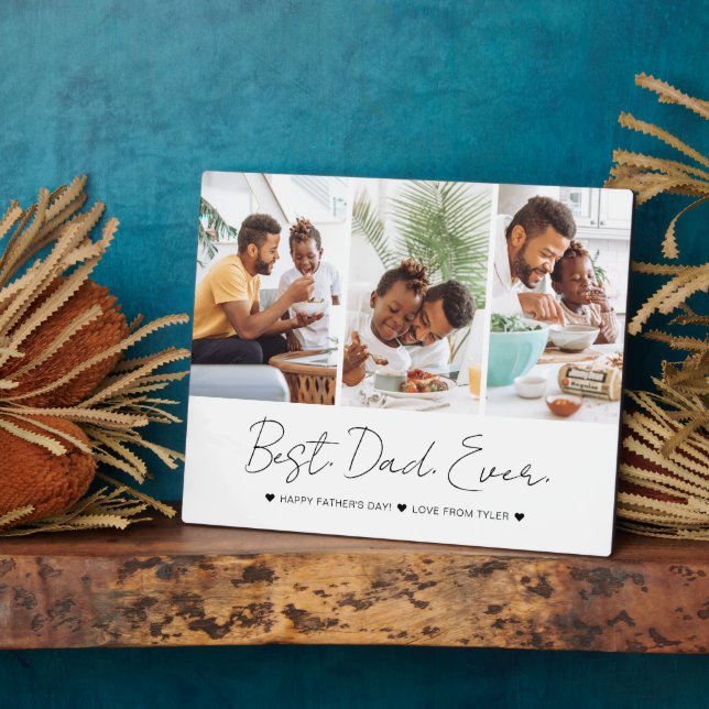 Modern Best Dad Ever Father's Day Photo Collage Plaque (Side)