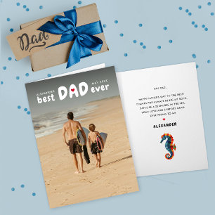Modern Best Dad Ever Father's Day Seahorse Photo Card