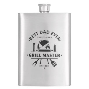 Modern Best Dad Ever Grill Master Personalised Hip Flask