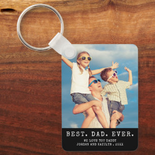 Modern BEST DAD EVER One Photo Personalised Key Ring