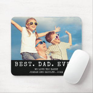 Modern BEST DAD EVER One Photo Personalised Mouse Mat
