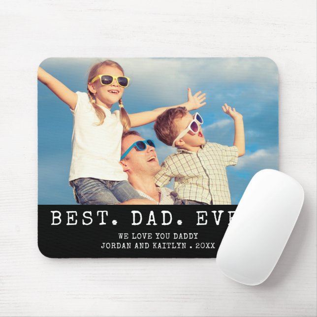 Modern BEST DAD EVER One Photo Personalised Mouse Mat (With Mouse)
