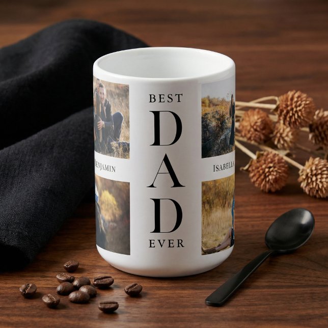 Modern Best Dad Ever Personalised Photo Collage Coffee Mug (Modern Best Dad Ever Personalized Photo Collage Coffee Mug)