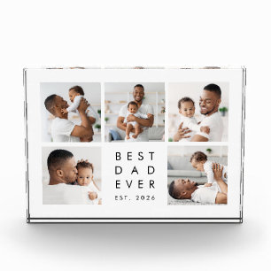 Modern Best Dad Ever Photo Collage Block