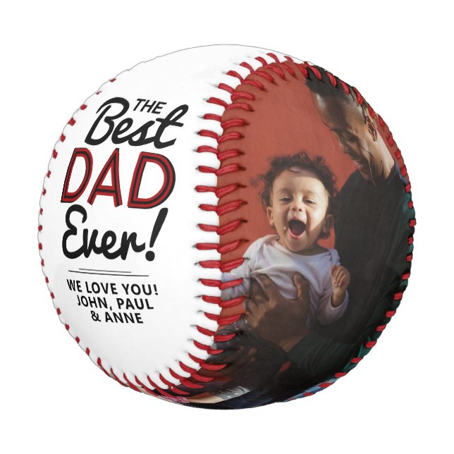 Modern Best Dad Ever Photo Collage Father`s Day Baseball (Angled)