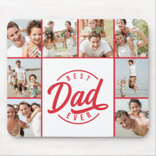 Modern Best Dad Ever Photo Collage Mouse Mat