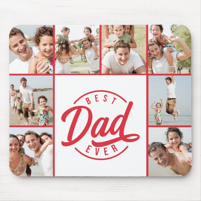Modern Best Dad Ever Photo Collage Mouse Mat (Front)