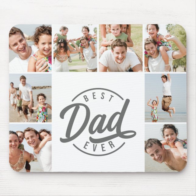 Modern Best Dad Ever Photo Collage Mouse Pad (Front)