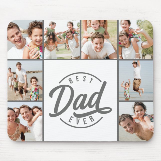 Modern Best Dad Ever Photo Collage Mouse Pad (Front)