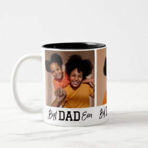 Modern Best Dad Ever Photo Collage Two-Tone Coffee Mug
