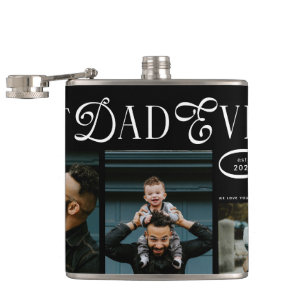 Modern Best Dad Ever Photo Fathers Day Gifts Hip Flask