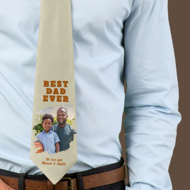 Modern Best Dad Ever Photo Father's Day  Tie (Creator Uploaded)