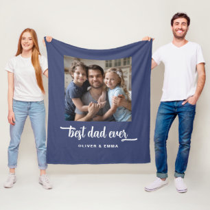 Modern Best Dad Ever Photo Fleece Blanket