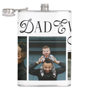 Modern Best Dad Ever Photo Heart Fathers Day Gifts Hip Flask