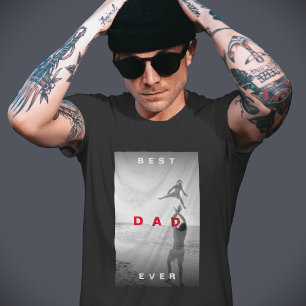 Modern Best Dad Ever Photo Monochrome  T-Shirt
