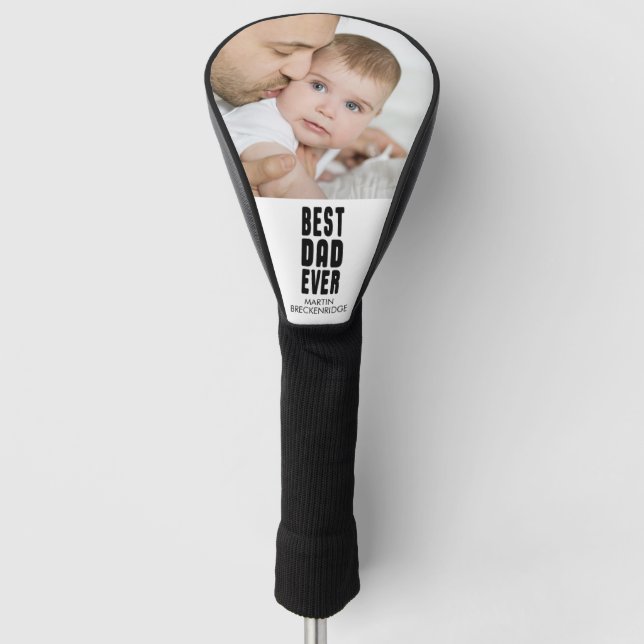 Modern BEST DAD EVER Photo Personalised Golf Head Cover (Front)
