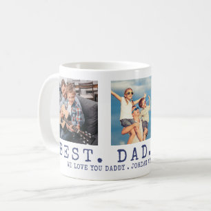 Modern BEST DAD EVER Photo Personalized Blue Coffee Mug