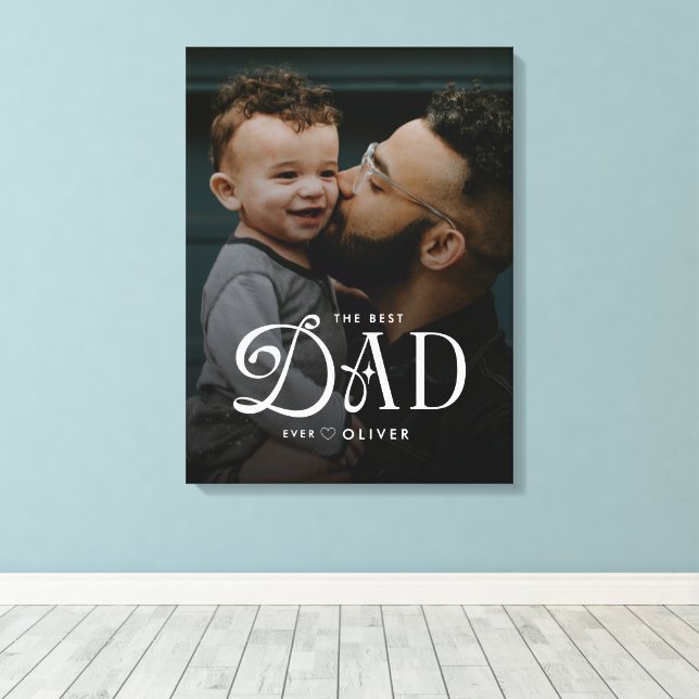 Modern Best Dad Ever Photo Personalized Canvas Print (Insitu(Wood Floor))
