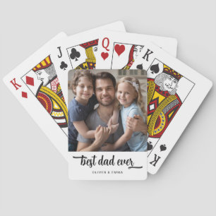 Modern Best Dad Ever Photo Playing Cards