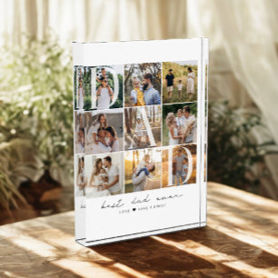 Modern Best Dad Ever Script 9 Photo Grid Dad Gift