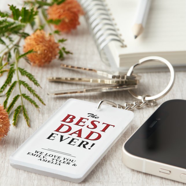 Modern Best Dad Ever Typography Father`s Day Key Ring (Front Right)