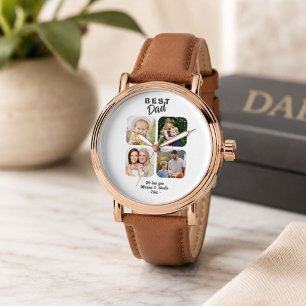 Modern Best Dad Father 4 Family Photo Keepsake Watch