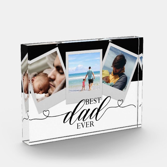 Modern Best Dad Personalised Custom Fathers Day Photo Block (Left)